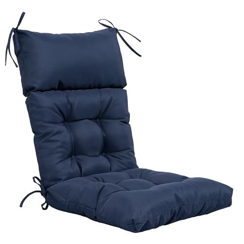 Image of QILLOWAY Outdoor Rocking Chair Cushions Set of 4, 100% Polyester Waterproof Patio Rocking Chair Cushion, High Back Weatherproof Chair Pad for Adirondack & Outdoor Furniture, Navy