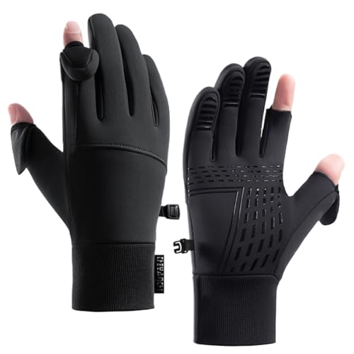XdealCozyxc Winter-Angelhandschuhe für Herren, wasserdicht, Touchscreen, rutschfeste Fotografen-Handschuhe