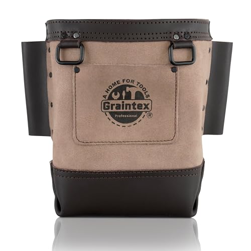Graintex Nut & Bolt Bag, Beige Color Premium Quality Suede Leather Tool Bag, Tool Belt for Ironworker Tools, Bull Pin Loops, Ideal for Heavy-Duty Use, Bolt Bags for Construction Professionals - SB2204