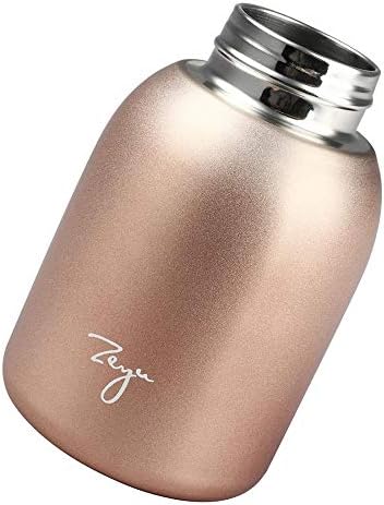Mini Thermal Flasks 9oz/260ml Small Vacuum Insulated Water Bottle Non-Leak Juice Milk Tea Vacuum Hot and Cold Water Coffee Bottle Girls Boys Kids Adults Gift (Rose gold color)