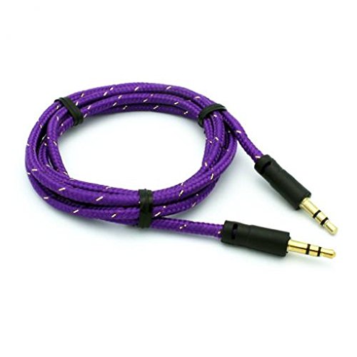 Aux Cable 3.5mm adaptador para audio auto y altavoz morado