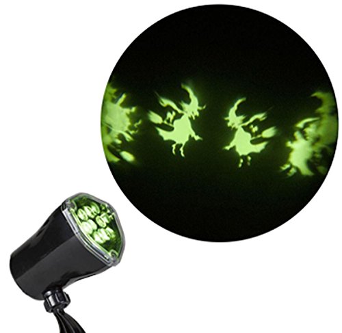 Halloween Projector Lights - Ghosts Witches Bats Spiders Skeletons Projection Chasing Spotlight (Witch)
