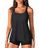 Talisea Women Flowy Tankini Swimsuit - Two Piece Bathing Suit with Shorts 2025 Swimwear Black XXL