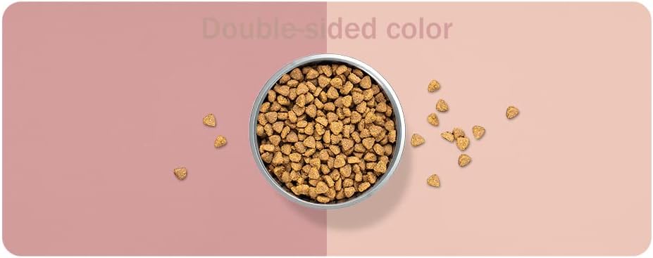 NIBLU Dual-Sided Pet Food Mat Water Proof Cushion Dog Feeding Mat Nonslip Cat Food Mat for Feeding Bowls Pet Placemat 31.5''x 15.7''