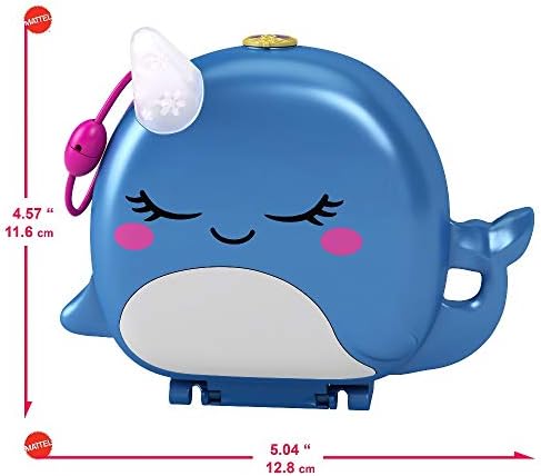 Polly Pocket Freezin' Fun Narwhal Compact with Fun Reveals, Micro Polly, Lila Dolls, Husky Dog & Sled, Polar Bear Figure & Sticker Sheet; 4 Y+, GKJ52