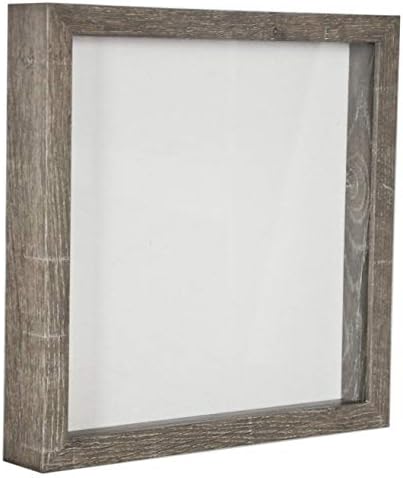 Display Box, Shadow Box Frame 12x12 Gray Barnwood Deep Depth with Linen Back Easy Hanging, Perfect for Display Photos, Medals, Awards, Tickets