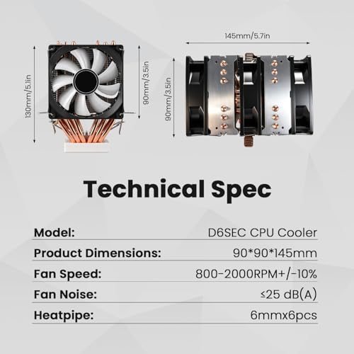 Image of ZORBES Triple Fan CPU Air Cooler with 6 Heat Pipes, 3x120mm ARGB Fans, High Performance Tower Cooler for Intel LGA 115X /1200 /1700 /1851 & AMD AM4 /AM5, RGB PC Cooling System