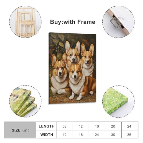 Tableau impression sur toile Corgi de qualité supérieure 40x60cm art mural - 2