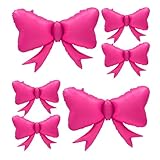 4pcs Jumbo Oversized Ribbon Balloons Coquette Bow Balloons Bow Party Coquette Party Decorations for Birthday Baby Shower Bridal Shower Supplies (Matte Hot Pink)