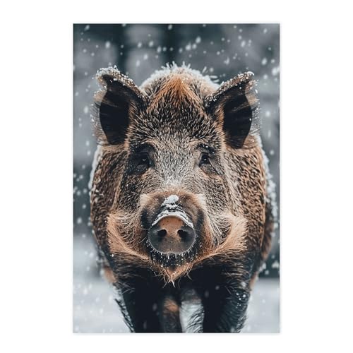 Poster sanglier autocollant mural amovible papier chambre dortoir