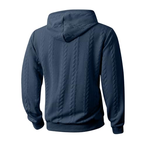 Quarter Zip Hoodie Men Textured Long Sleeve Sweatshirt Black Sweat Shirt - image 4