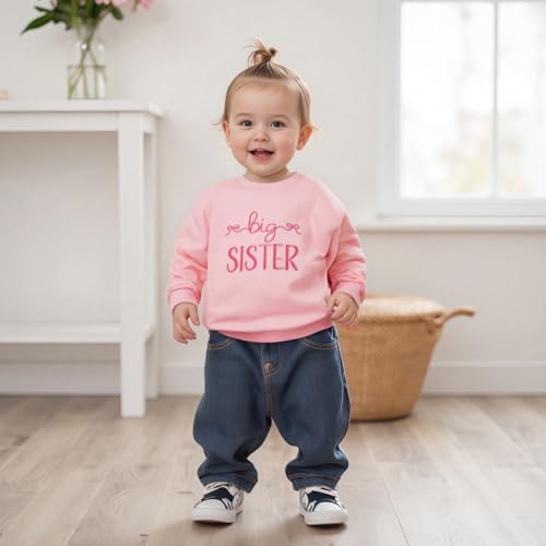 GOOCHEER Big Sister Little Sister Matching Outfit Newborn Baby Girl Long Sleeve Romper Toddler Girl Pullover Sweatshirt Tops4