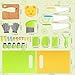 28PCS Toddler Knife Set - Kids Knifes for Real Cooking, Montessori Kids Kitchen Knife Set with Cutting Board Crinkle Cutters Kid Safe Knives, Toddlers Kitchen Tools for Age 2-10 Year Old Girl Boy