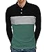 YTD Men's Short Sleeve Polo Shirts Casual Slim Fit Contrast Color Stitching Stripe Cotton Shirts