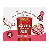 Joyba Bubble Tea Raspberry Dragon Fruit Black Tea with Popping Boba, 4 Pack, 12 fl. oz. Cups