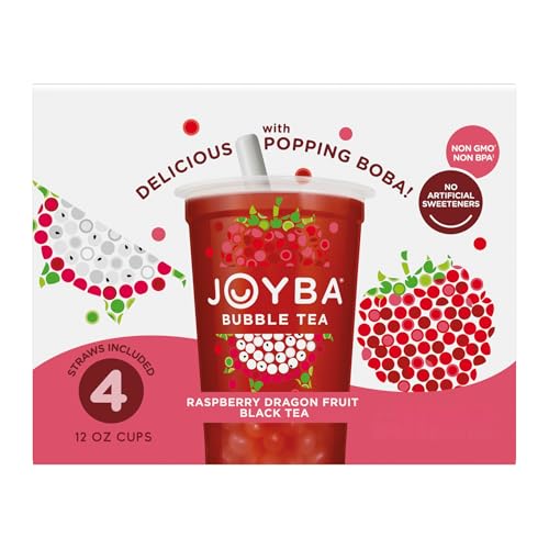 Joyba Bubble Tea Raspberry Dragon Fruit Black Tea with Popping