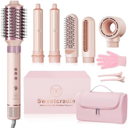 6 in 1 Air Styler, 1400W High Speed Ionic Hair Dryer with Auto-Wr...