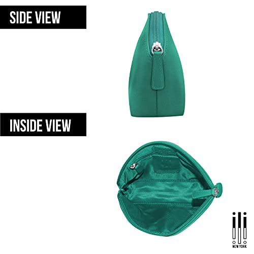 Image of ili New York Genuine Leather RFID Blocking Cosmetic Makeup Pouch - Aqua