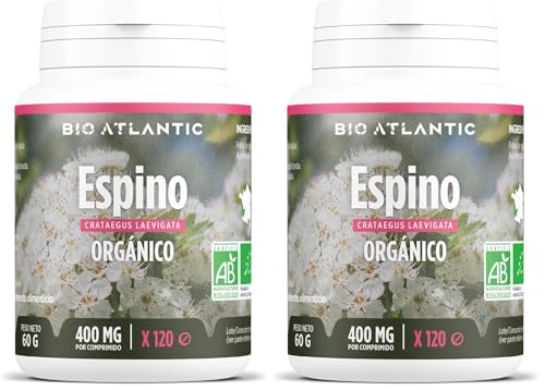 ✿ Espino Blanco Orgánico - 1200 mg por dosis diaria - 120 comprimido - Alta Concentración, Formato Ahorro, Premium y Vegetal (Paquete de 2)