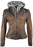 Cascha LAMOV Bikerjacke mit Abnehmbarer Kapuze, Farbe:Antic Brown, Größe:M Größe X-Small