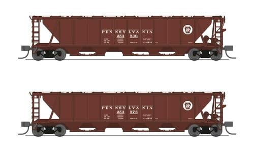 Broadway Limited 7251 H32 Covered Hopper, PRR, Freight Car Red with White Circle Keystone, 2-Pack B, N Scale