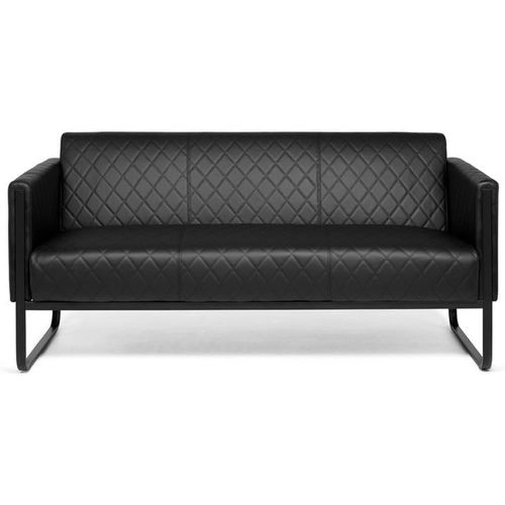 hjh OFFICE Lounge-Sofa 3-Sitzer Aruba Black Kunstleder Polstersofa Couch modern mit Metallgestell, 159 x 78 x 71 cm, Schwarz