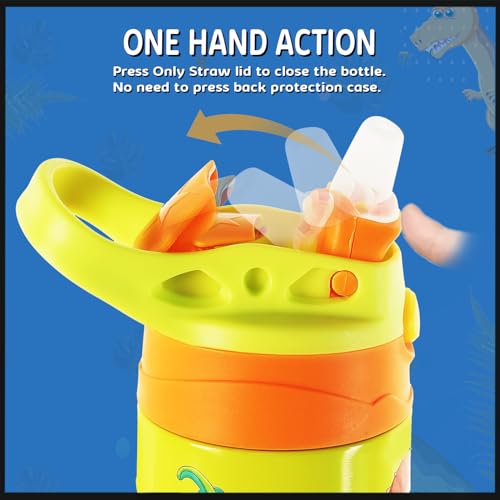 Sizzle Super Sip Dinosaur 3D Water Bottle for Kids – 500ml Stainless Steel | Leakproof, Lightweight, Insulated Sipper Bottle – Green, 1 Pc