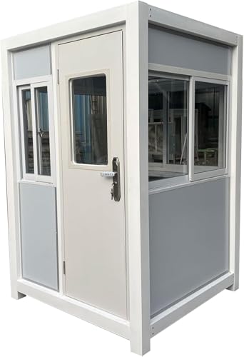 Generic Guard Shack 5x5ft with AC, Heating, Light Gray - Security Booth, Guard Booth, Outdoor Office, Portable Office, Guardhouse, BSI-Guard-Shack-LightGray- 5575-WAC-M2