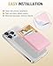 Senose Phone Wallet Stick on, 2 Pack Phone Card Holder for Phone Case, Leather Credit Card Sticky Wallet 3 Pockets Back of phone, Compatible for iPhone, Android, Samsung-White Pink