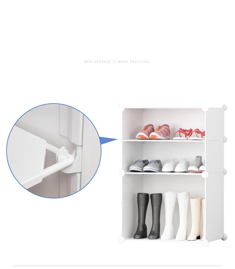 Image of Kuber Industries Shoes Cabinet | 10-Tier Foldable Shoe Rack Organizer for Closet | Plastic Shoe Shelf Collapsible Shoes Storage Box | Easy Assembly Shoe Cabinet with Lids | JL1C10TWH | White