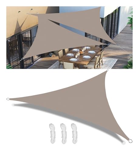 Sun Shade Sail 18' x 18' x 25.5' Waterproof Triangle Shade Cloth Waterproof Outdoor Garden Patio Party Sunscreen Awning Canopy 98% UV Block with Rope for Outdoors Garden Patio Yard Party Khaki