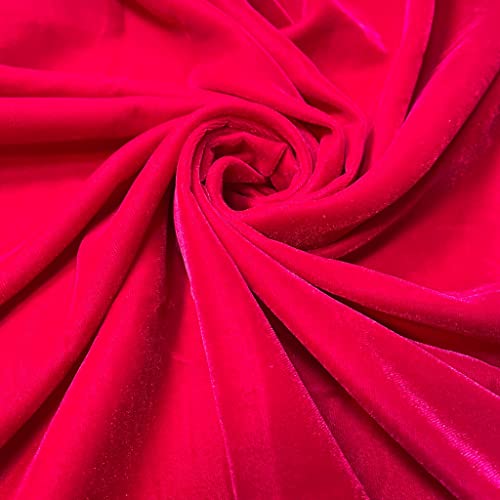 Three Crown Velvet Fabric Soft Strong Material - Home Decor, Curtains, Upholstery, Dress - 112cm Wide (Cerise, 2 Meter)