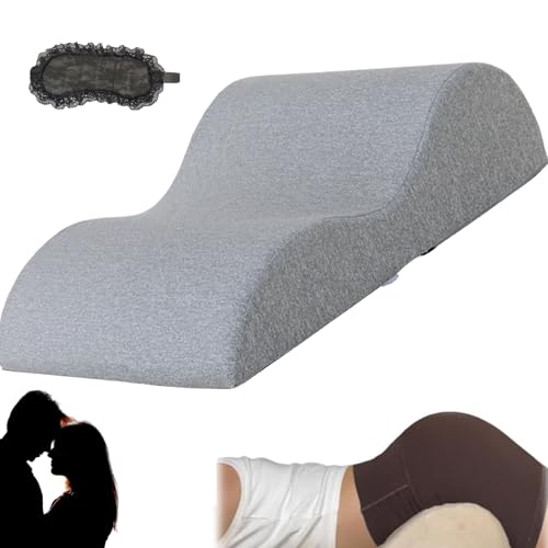 Memory Foam Cushion for Hip Elevation, 45° Angle Couples Pillow Couple Deep Position Support, Ergonomic Wedge Couples Pillow Waterproof Lining, Machine Washable (Gray)