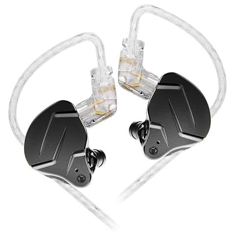 KZ ZSN Pro X IEM in Ear Monitor, Wired Gaming Earbuds, HiFi KZ Headphones with Hybrid Dual Driver 1ba 1dd High Fidelity Musician in-Ear Earphone with Detachable Tangle-Free Cable (Black, Without mic) Cover