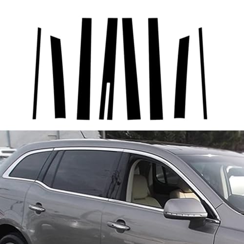 Embellecedor de ventanas Lincoln MKT: 8 piezas de pegatinas de postes negros con efecto espejo 6