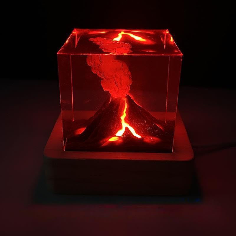 Lámpara de mesa volcán lava mini decorativa LED USB miniatura 4
