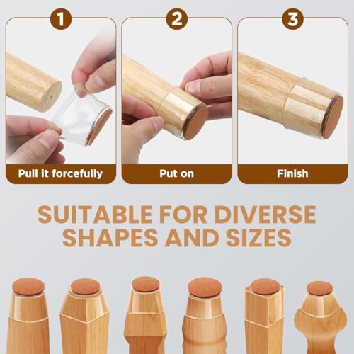 Image of 8 Pcs Silicone Chair Leg Floor Protectors, Premium Felt Furniture Pads for Hardwood Floors, Furniture Sliders for Chair Legs, Stool Leg Protectors Cap for Avoid Noise and Scratches(Large)