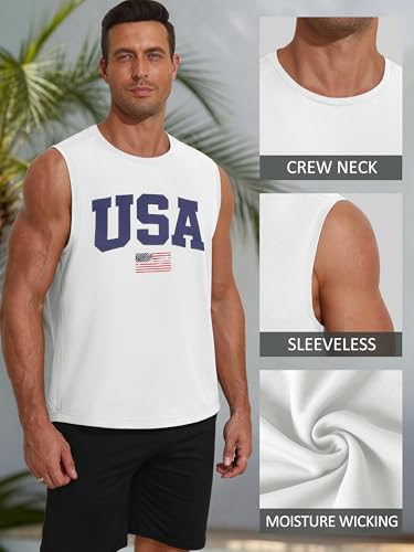 Gentlewarm Tank Top Men Quick Dry Workout Shirts Hawaiian Palm Tree Print Vacation White Tank — view 4