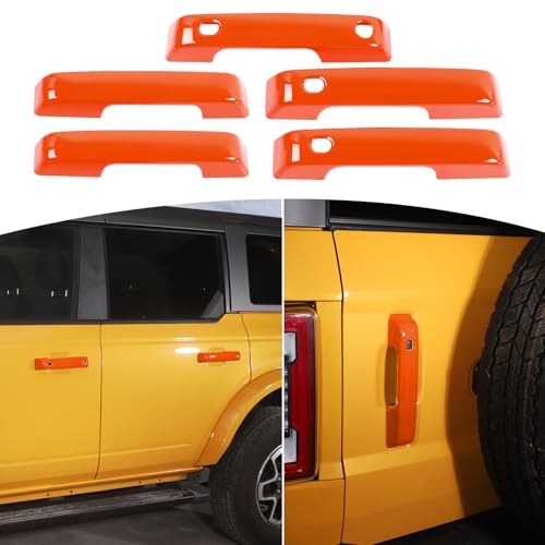 JOSHELA for Bronco Door Handle Cover Trim Fit for Ford Bronco 2021 up Orange Exterior Accessories 5pcs