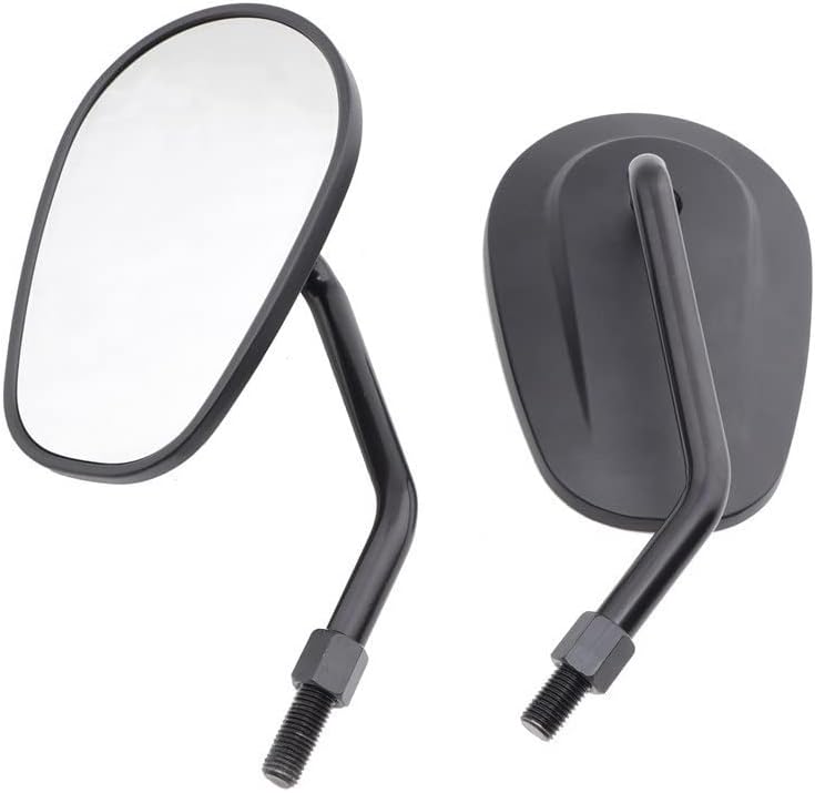 for Harley Davidson Sportster 1200 Custom XL1200C 1996-2017 Motorcycle CNC Aluminum Black Oval Rearview Mirrors Universal 8MM 10MM Side Mirror Mirrors (Color : Black 1)