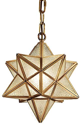 HANFCB Moravian Star Island pendant lamp Contemporary industrial kitchen ceiling lights with glass covers, frames the brass chandelier lamp Edison hanging lamps holder for dining room, living room be
