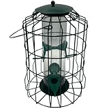 バードフィーダー 小鳥用 餌台 吊り下げ式 メッシュガード付き ヒヨドリ対策 頑丈設計 餌やり器 庭 ベランダ 対応 GRmkt グリーン