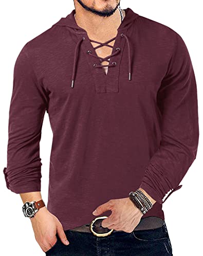 Yuccalley Men's Fashion Hoodies Long Sleeve T-Shirt Hooded Sweatshirts Casual Pullover