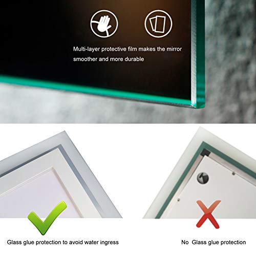 MIQU 600 x 800 mm LED Bathroom Mirror with Light Touch Sensor and Demister Anti-Fog Wall Mounted