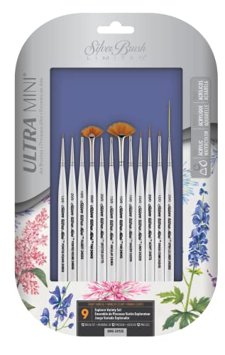 Silver Brush Limited, Ultra Mini, Detail Paintbrushes Set - 12 Piece Set #TOP13