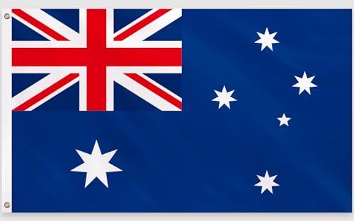 PartyYaa Australien Flagge, 150 x 90 cm Australische Flagge Einseitiger Druck mit 2 Messing-Ösen, Wasserfest, Australia Fahne für Nationalfeiertag, WM, Straßen, Garten, Bar Party Deko