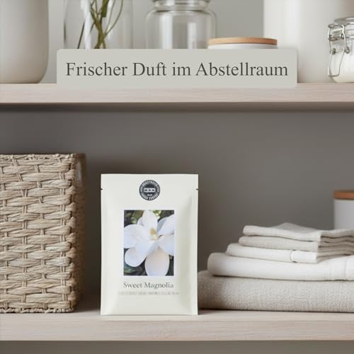 2er Set Duftsäckchen Sweet Magnolia Florale Duftbeutel mit sanftem blumigem Charakter aus Magnolie, grünen Blättern und floralem Moschus dekorativer Raumduft für Kleiderschrank, Bad und Wohnraum