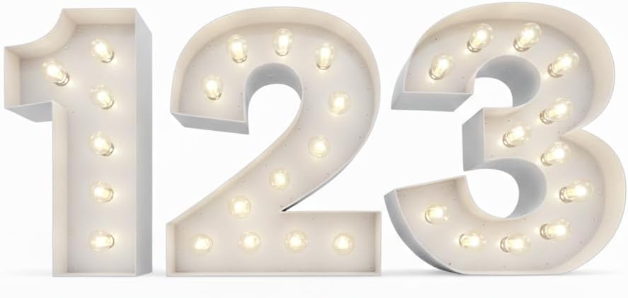 NEONSIGN Premium White Metal Marquee Letters for Wall Decor - 1.5ft to 4ft Large Light Up Alphabet & Numbers - Vintage Industrial LED Sign for Wedding, Party, Business Logo & Home Bar (18 INCHES)
