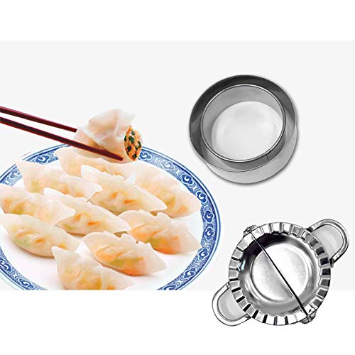 2 pack Dumpling Makers, Prowithlin Dumpling Maker/Press Stainless Steel Dumpling Maker Dough Cutter w/Dumpling Cut, Ravioli Empanada Press Mold, Pierogi Wrapper Pastry Tools (3.74 in, Large Size)