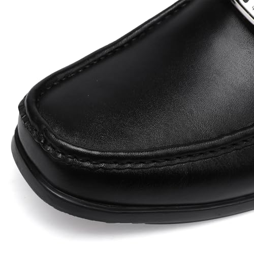 Formal Men’s Dress Loafers Classic Leather Buckle Slip-On Penny Shoes Business Wedding Dress Shoes Driving Moccasins for Men, Black, 11 - image 2